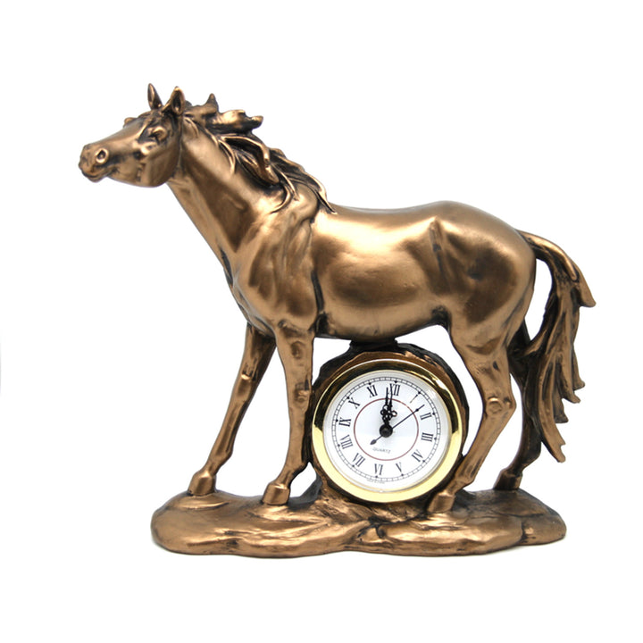 Stehende Pferdefigur, Uhr, dekorative Bronzeskulptur, Königin Isabel