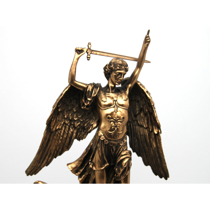 Erzengel-Michael-Figur, Uhr, religiöse Bronzeskulptur, Königin Isabel