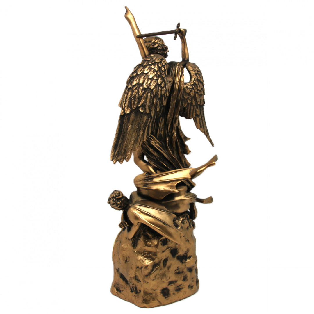 Erzengel-Michael-Figur, Uhr, religiöse Bronzeskulptur, Königin Isabel
