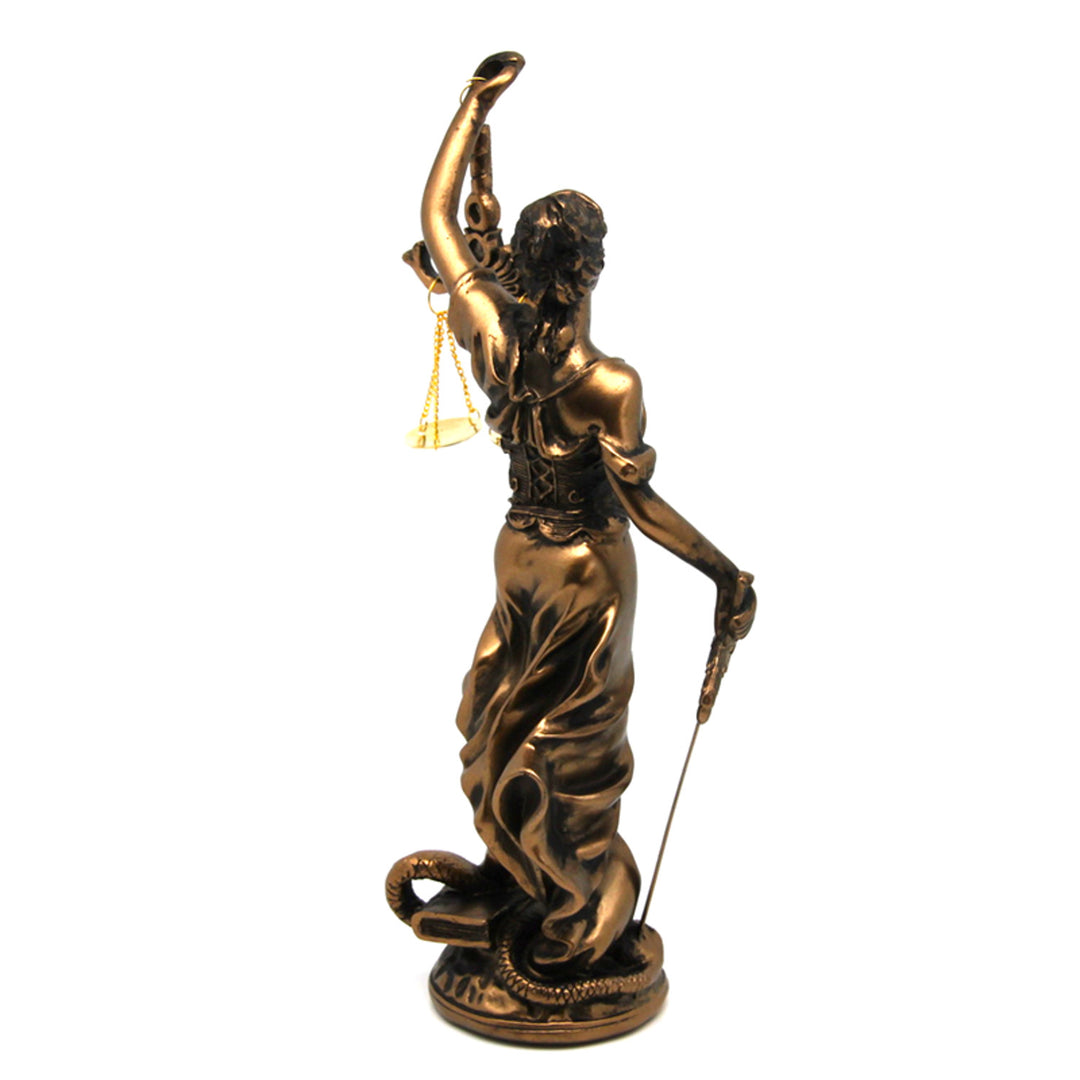 Figur der Temida mit Waage und Schwert, legale Bronzeskulptur, Königin Isabel