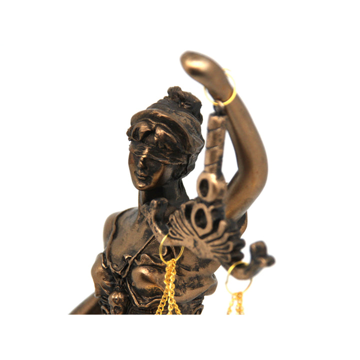 Figur der Temida mit Waage und Schwert, legale Bronzeskulptur, Königin Isabel