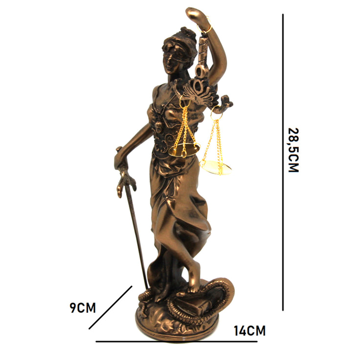 Figur der Temida mit Waage und Schwert, legale Bronzeskulptur, Königin Isabel