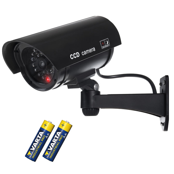 Kamera-Attrappe mit blinkender LED IR1100 B IR extern + 2x Varta Industrial AA Batterien