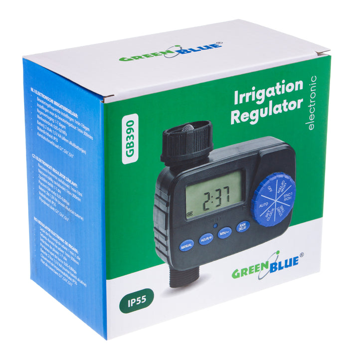 GreenBlue elektronisches Bewässerungssteuergerät, Programmierer, Stromversorgung 2x1,5V AA, GB390 + 2x Varta Industrial Alkaline AA Batterie