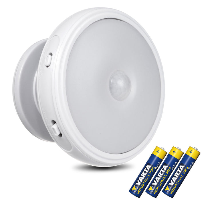 LED-Lampe mit Maclean-Bewegungssensor, Magnet, Hintergrundbeleuchtung, Lichtmodi: Dauerlicht, PIR-Sensor, 3xAA, MCE223 + 3 x Varta Industrial Batterien