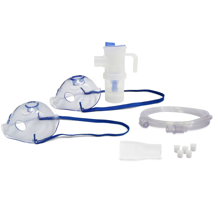 Omnibus-Zubehörset für Inhalation/Verneblung, großer 12-ml-Vernebler, blau, 5 Ersatzfilter, Geschwindigkeitsregler