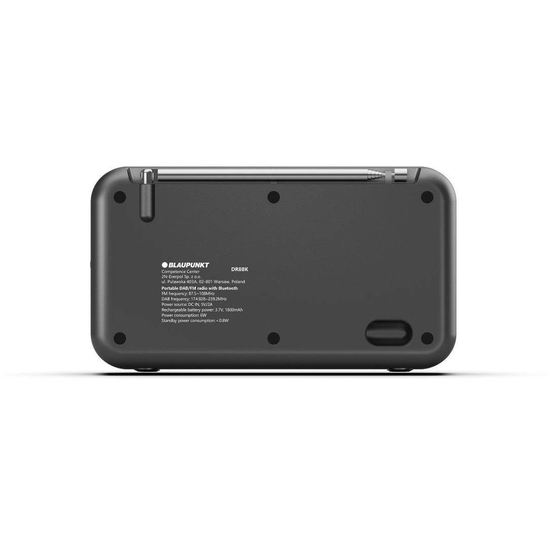 Blaupunkt Portable Radio, DAB+ Digitalradio und UKW-Tuner, Bluetooth, Kopfhörerausgang, 2,4 Zoll Farbdisplay, Uhr- und Weckfunktion, batteriebetrieben und aufladbar über USB-C, DR8BK
