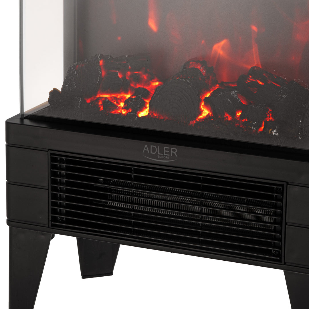 LED-Elektrokamin mit Fernbedienung, 2 Heizleistungen 1000W/2000W, Thermostat, Adler AD 7755
