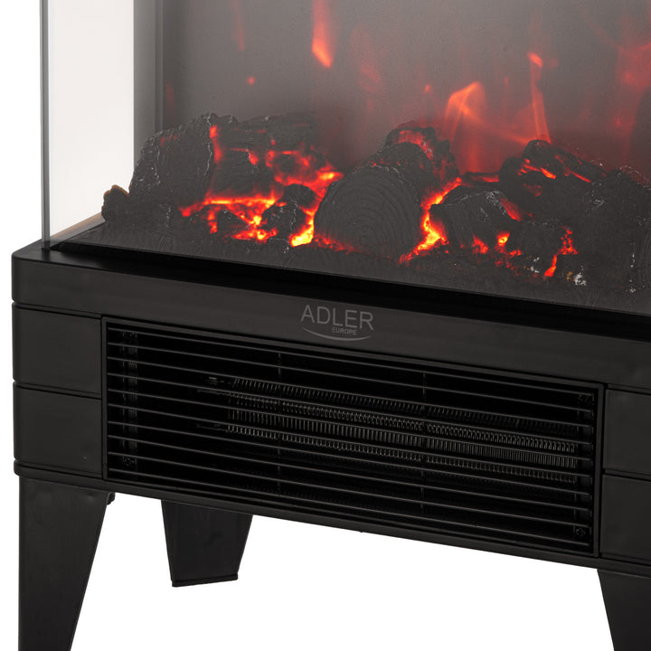 LED-Elektrokamin mit Fernbedienung, 2 Heizleistungen 1000W/2000W, Thermostat, Adler AD 7755