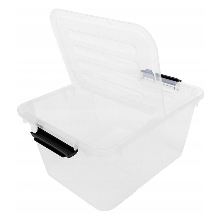 Plast Team Home Box Flex 15L Doppeldeckelbehälter, Klappdeckel, Sicherheitsclips, transparent, 23010800