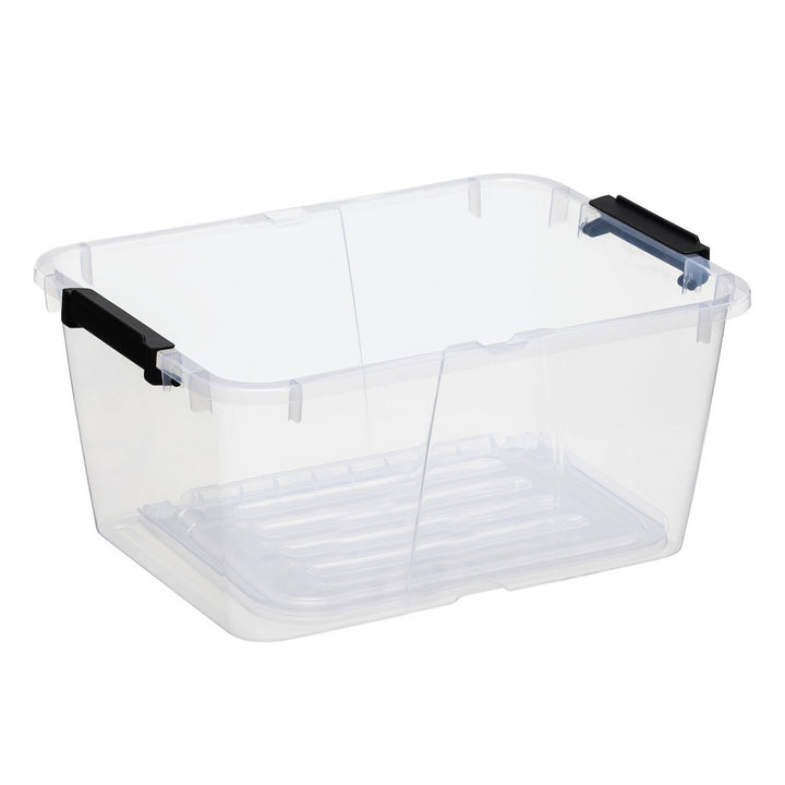 Plast Team Home Box Flex 15L Doppeldeckelbehälter, Klappdeckel, Sicherheitsclips, transparent, 23010800