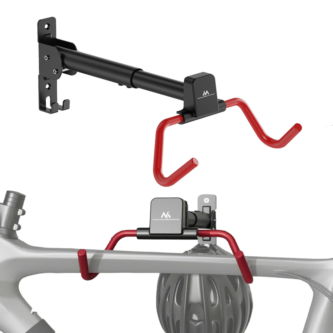 Maclean Fahrradhalterung / Wandhalterung, horizontal, Stahl, max. Belastbarkeit 30 kg, Winkelverstellbar, MC-172