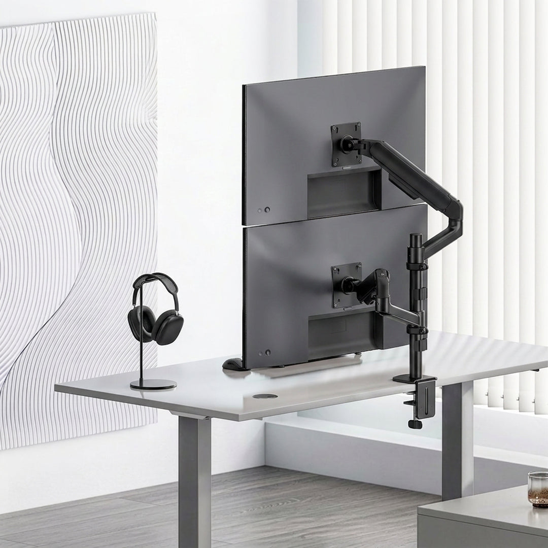 Ergo Office-Halterung/Aufhängung für 2 Monitore, Gasfeder, 17"-32", 1-10 kg, mattschwarz, ER-692 B