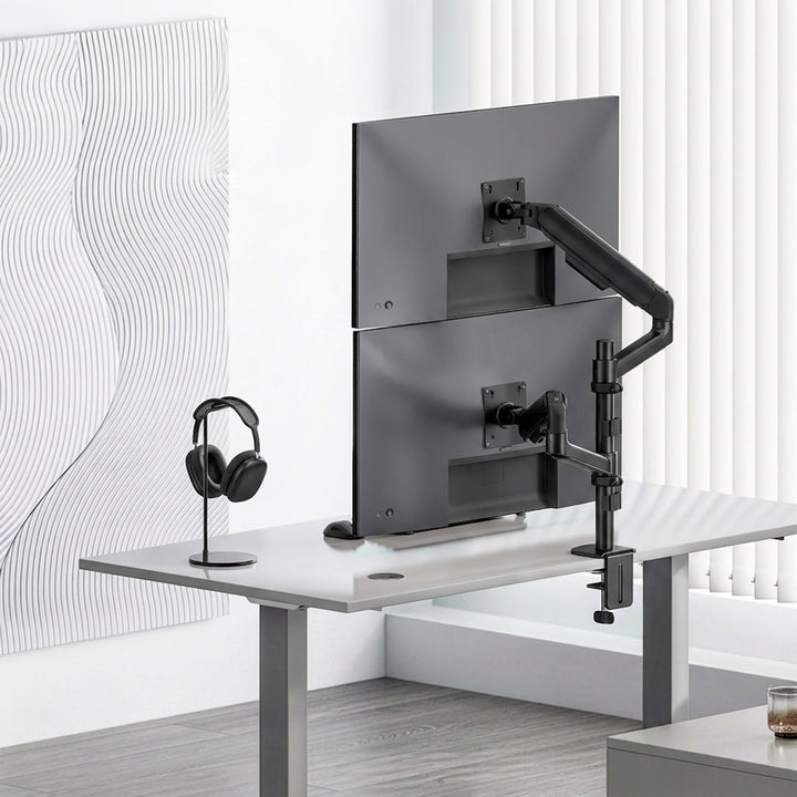 Ergo Office-Halterung/Aufhängung für 2 Monitore, Gasfeder, 17"-32", 1-10 kg, mattschwarz, ER-692 B