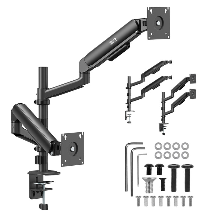 Ergo Office-Halterung/Aufhängung für 2 Monitore, Gasfeder, 17"-32", 1-10 kg, mattschwarz, ER-692 B