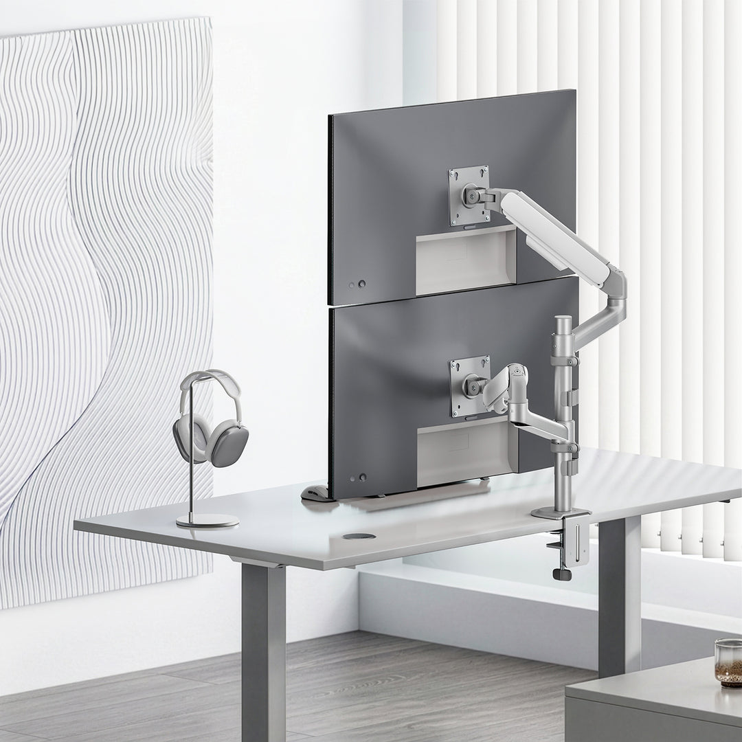 Ergo Office-Halterung/Aufhängung für 2 Monitore, Gasfeder, 17"-32", 1-10 kg, mattweiß, ER-692 W