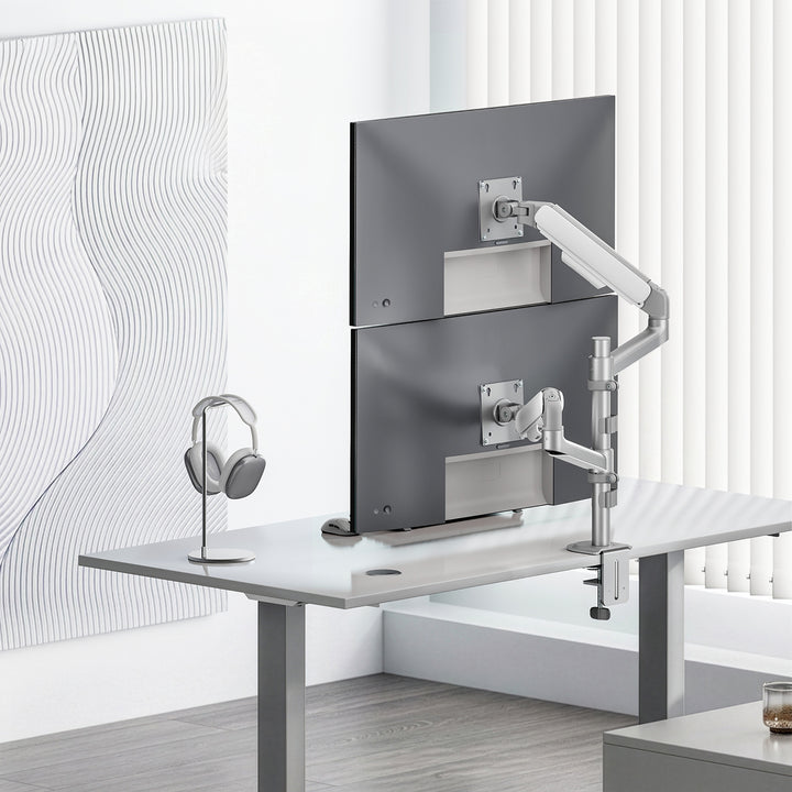 Ergo Office-Halterung/Aufhängung für 2 Monitore, Gasfeder, 17"-32", 1-10 kg, mattweiß, ER-692 W