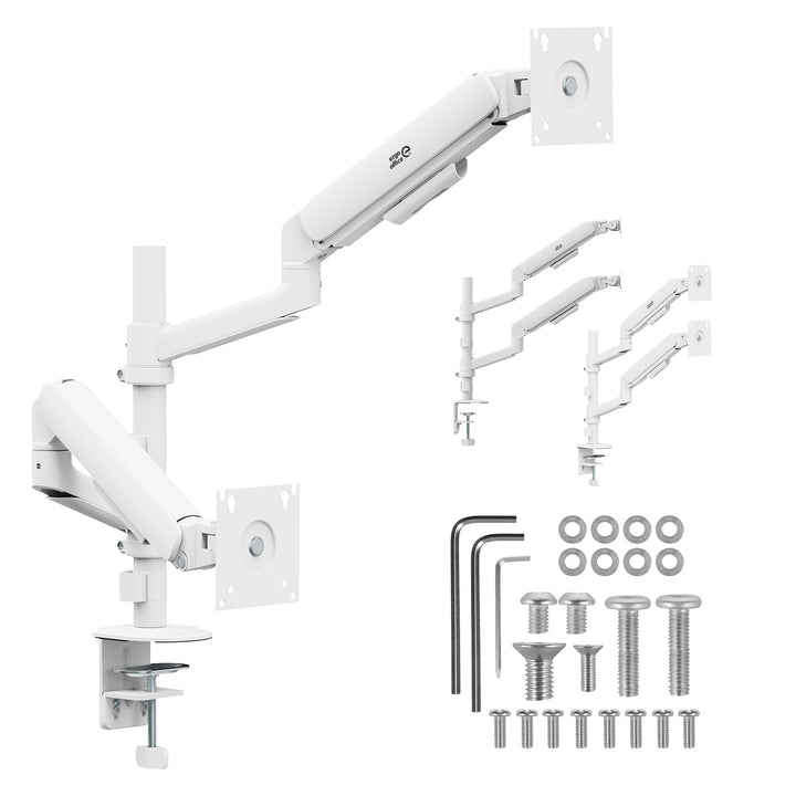 Ergo Office-Halterung/Aufhängung für 2 Monitore, Gasfeder, 17"-32", 1-10 kg, mattweiß, ER-692 W