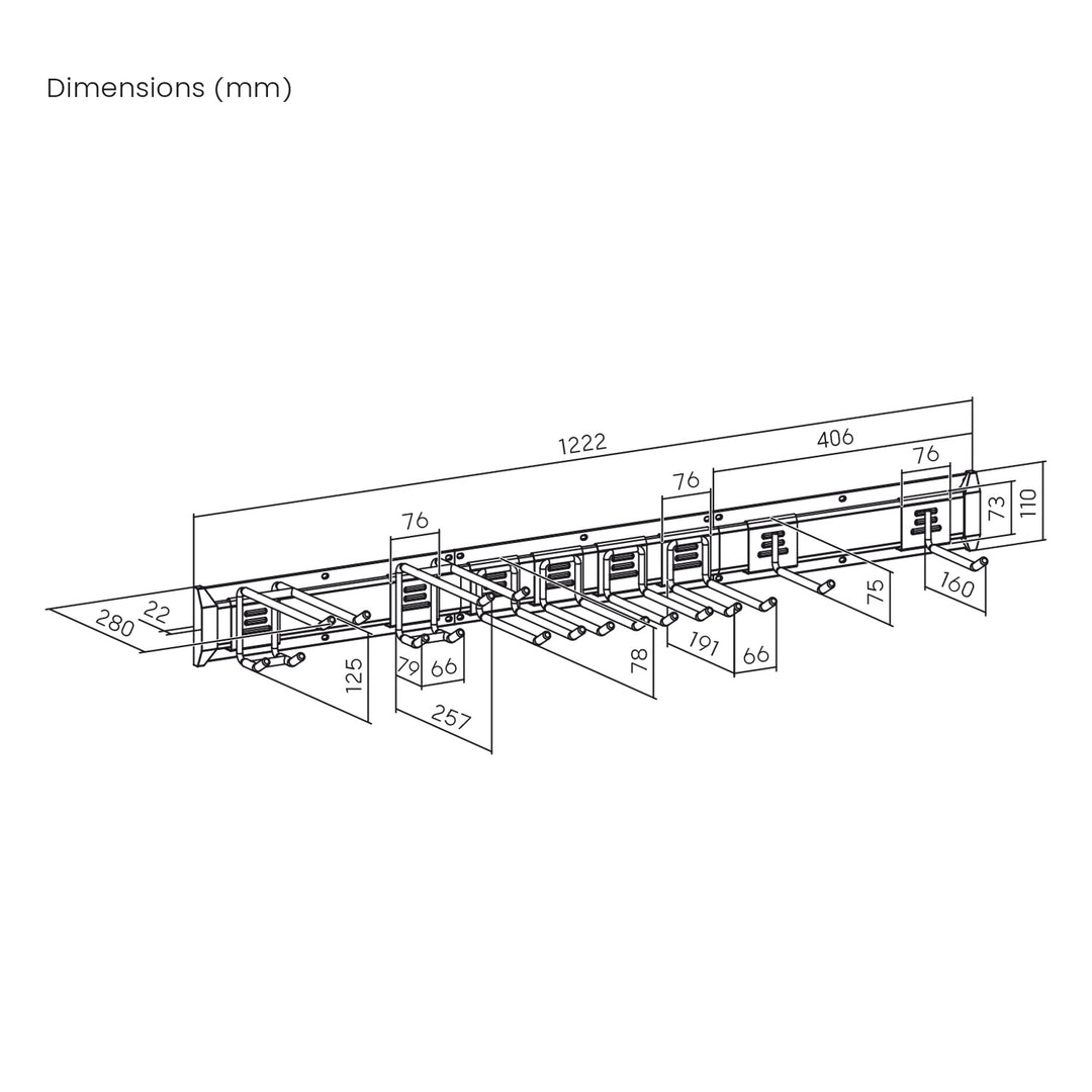 Maclean Wand-Werkzeughalter, aus Stahl, max. Tragkraft 228 kg, Breite 1222 mm, MC-179