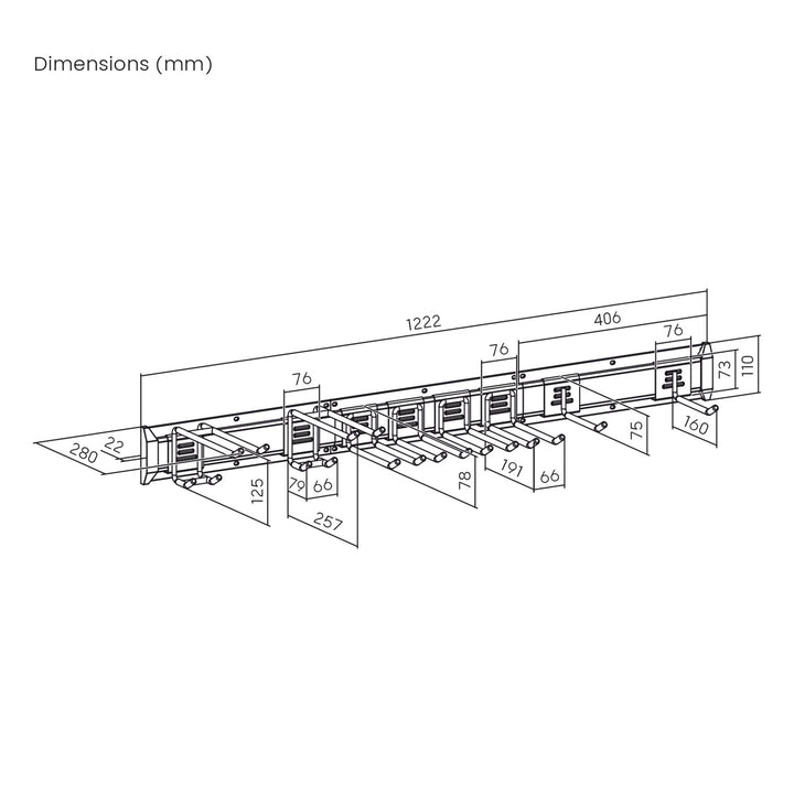 Maclean Wand-Werkzeughalter, aus Stahl, max. Tragkraft 228 kg, Breite 1222 mm, MC-179