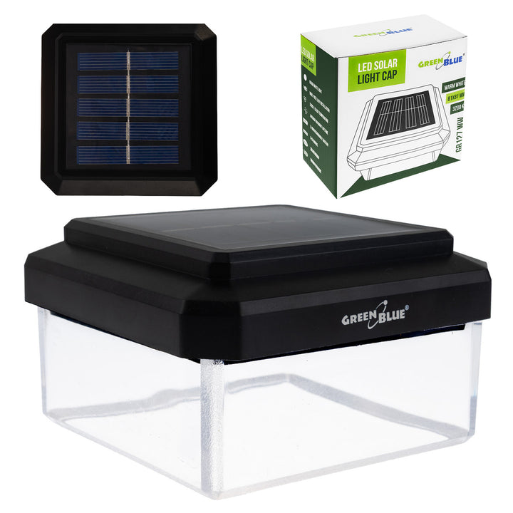 GreenBlue LED-Solarlampe für Pfosten, 80 x 80 mm, Briefumschlag-Abdeckung, 3200 K, GB127 WW