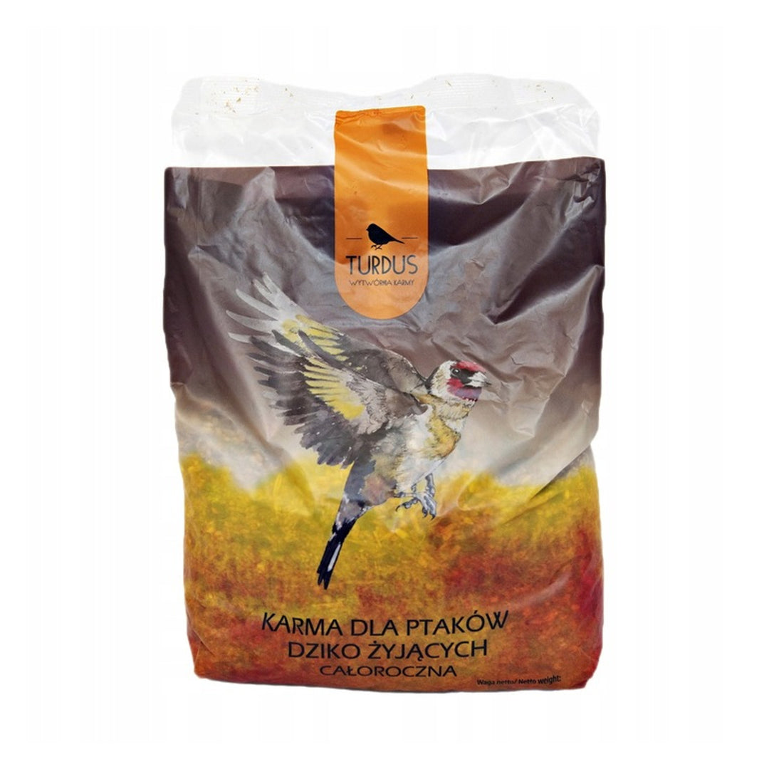 Woodok Vogelfutterhaus, Holz, gebrannt, Aufhängehaken + Vogelfutter 1kg