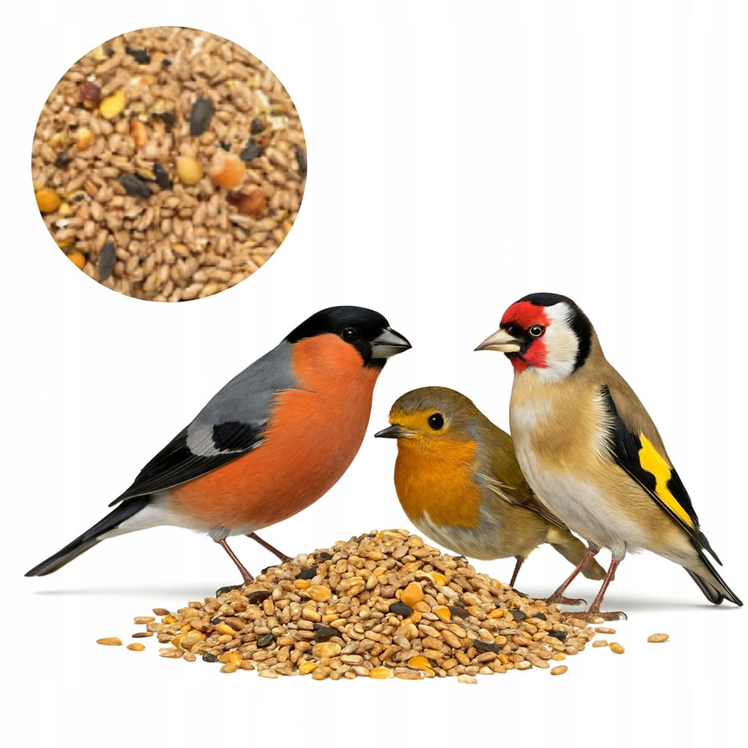 Woodok Vogelfutterhaus, Holz, gebrannt, Aufhängehaken + Vogelfutter 1kg