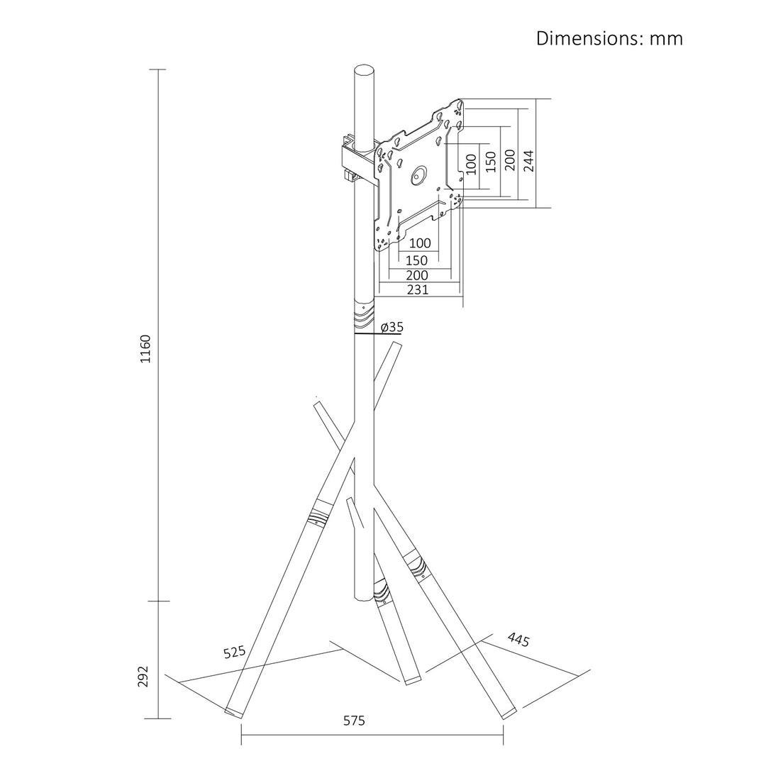 Maclean TV-Halterung / Bodenständer, 27–55", max. VESA 200×200, max. 60 kg, MC-181 B