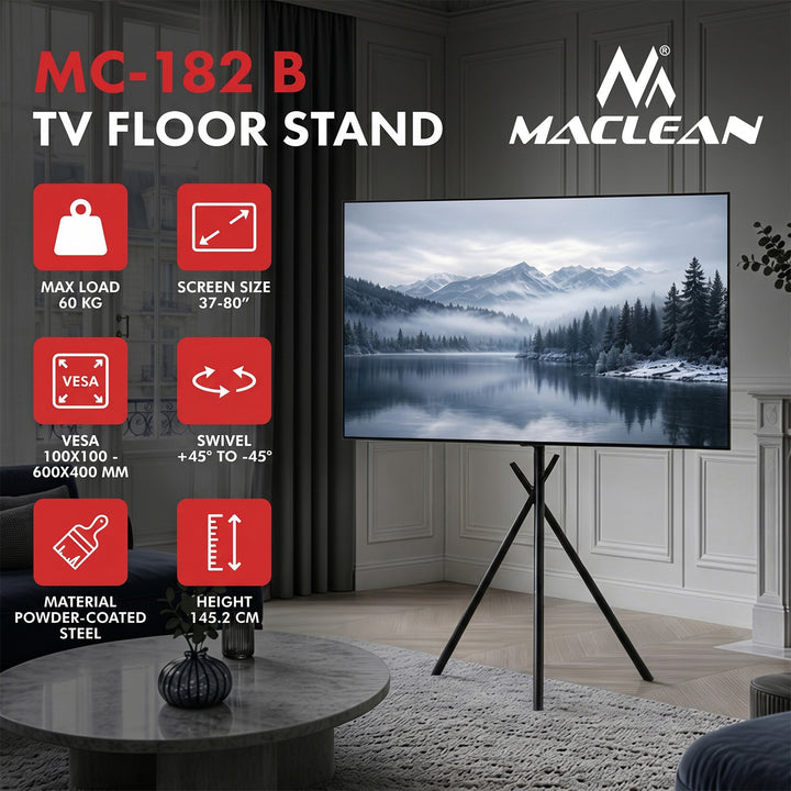 Maclean TV-Halterung / Bodenständer, 37–80", max. VESA 600×400, max. 60 kg, MC-182 B