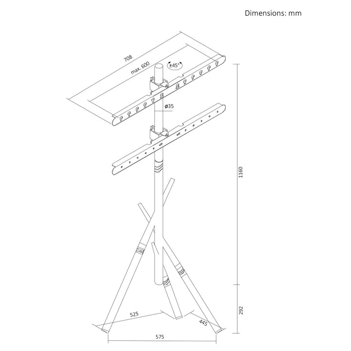 Maclean TV-Halterung / Bodenständer, 37–80", max. VESA 600×400, max. 60 kg, MC-182 W