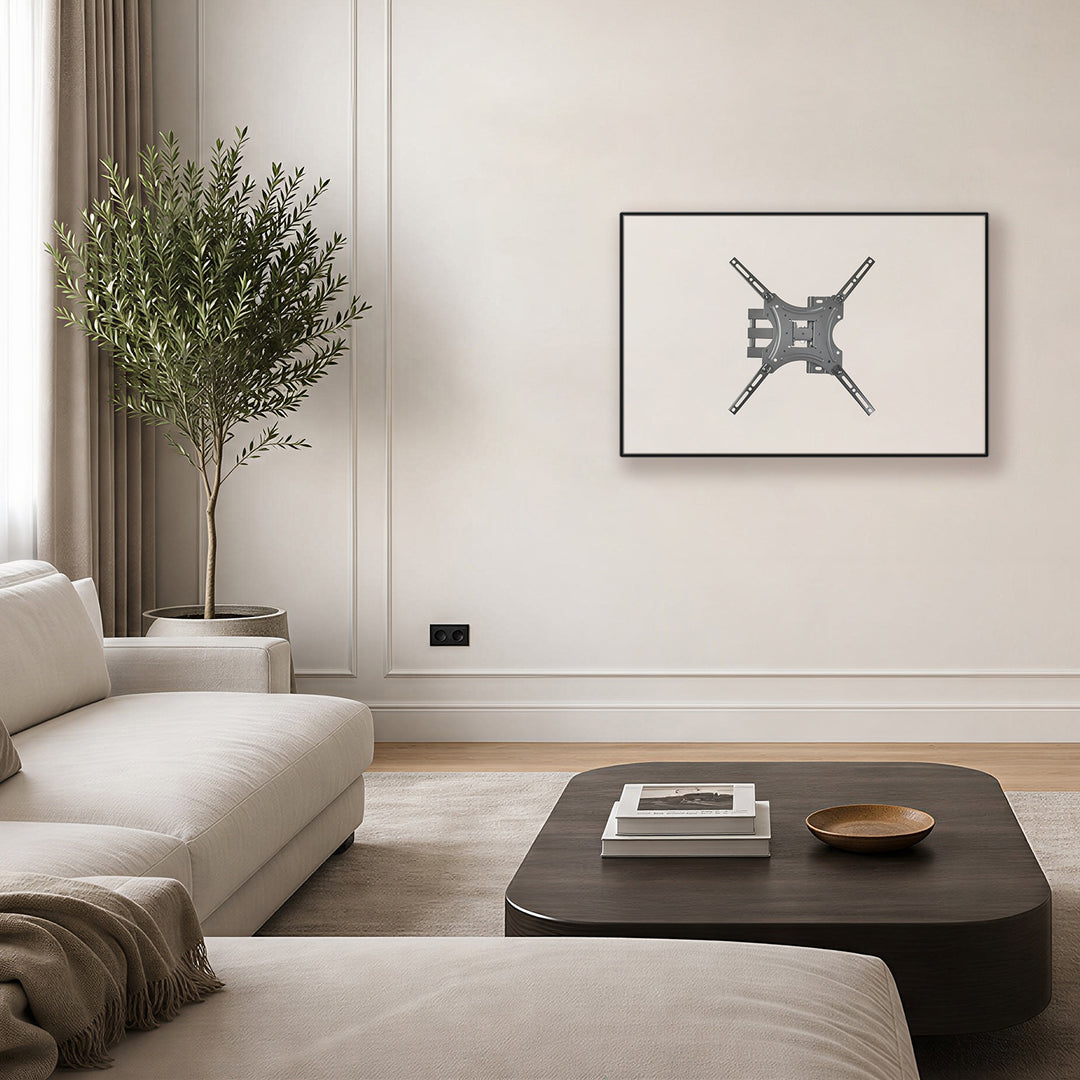Maclean TV-Halterung/Aufhängung, max. VESA 400x400, 32–55", bis zu 25 kg, schwarz, Neigungsverstellung 0°–-15° und Schwenkverstellung +90°–-90°, MC-190