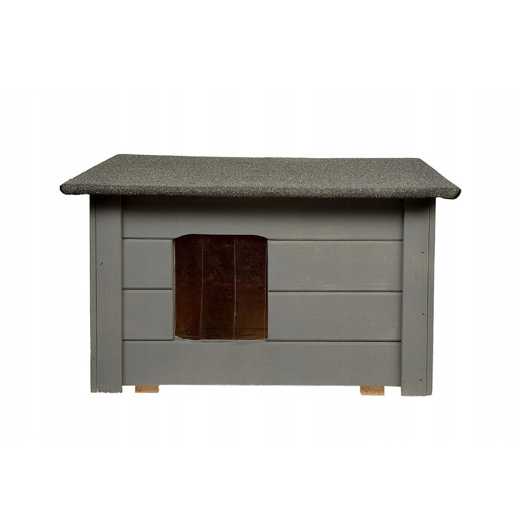 Woodok Hundehütte, isoliert, Fichtenholz, grau + Hundebett