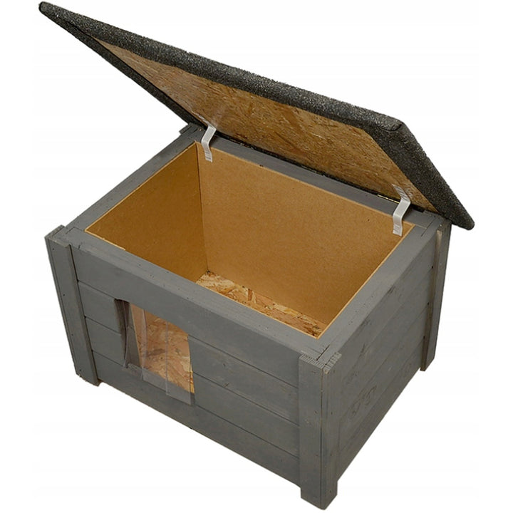 Woodok Hundehütte, isoliert, Fichtenholz, grau + Hundebett