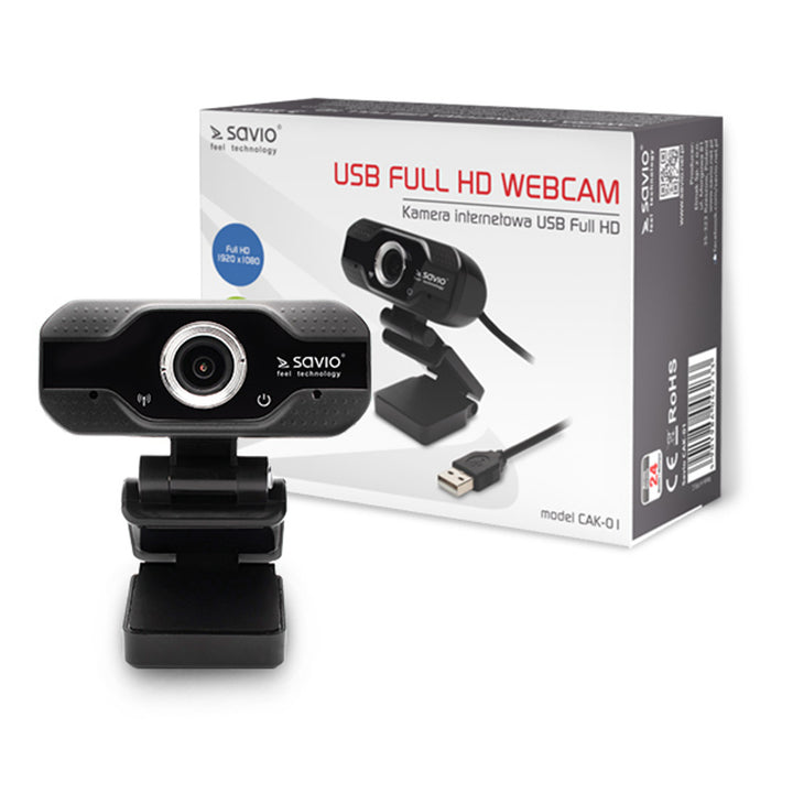 Savio Webcam, Full HD Auflösung 1920x1080, Mikrofon, USB, SAVCAK-01