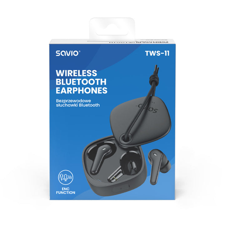 Savio Kabellose Kopfhörer, Bluetooth 5.3, ENC, USB-C, Schwarz, SAVSLTWS-11