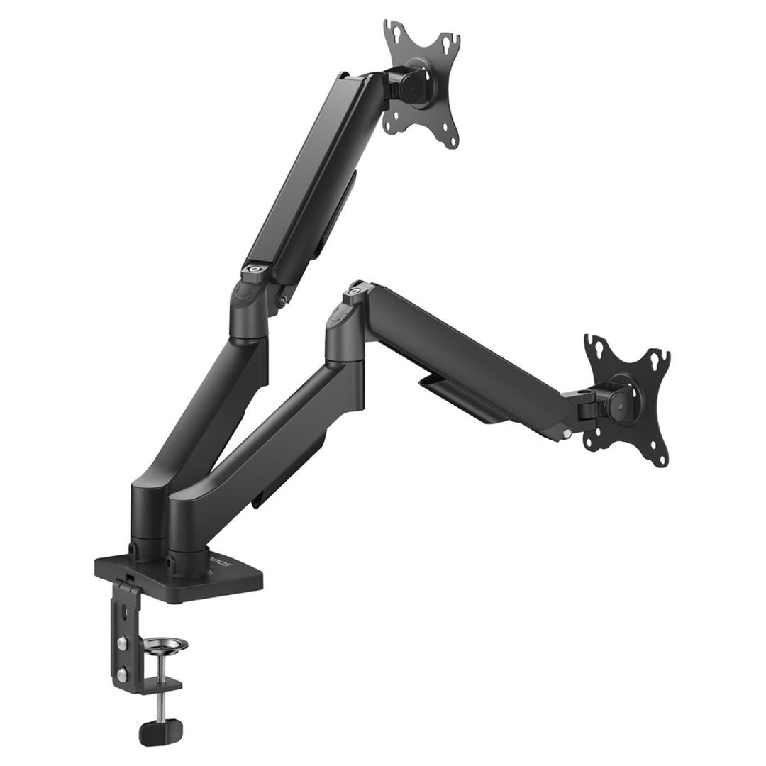 Savio Doppelmonitor-Tischhalterung, 17-32'', 9kg Belastung pro Monitor, VESA, Federmechanismus, schwarz, SAVUM-04