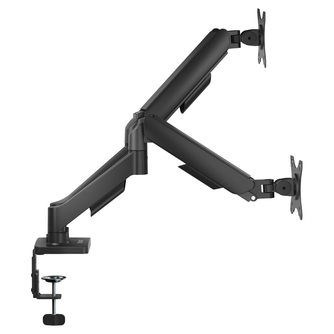 Savio Doppelmonitor-Tischhalterung, 17-32'', 9kg Belastung pro Monitor, VESA, Federmechanismus, schwarz, SAVUM-04