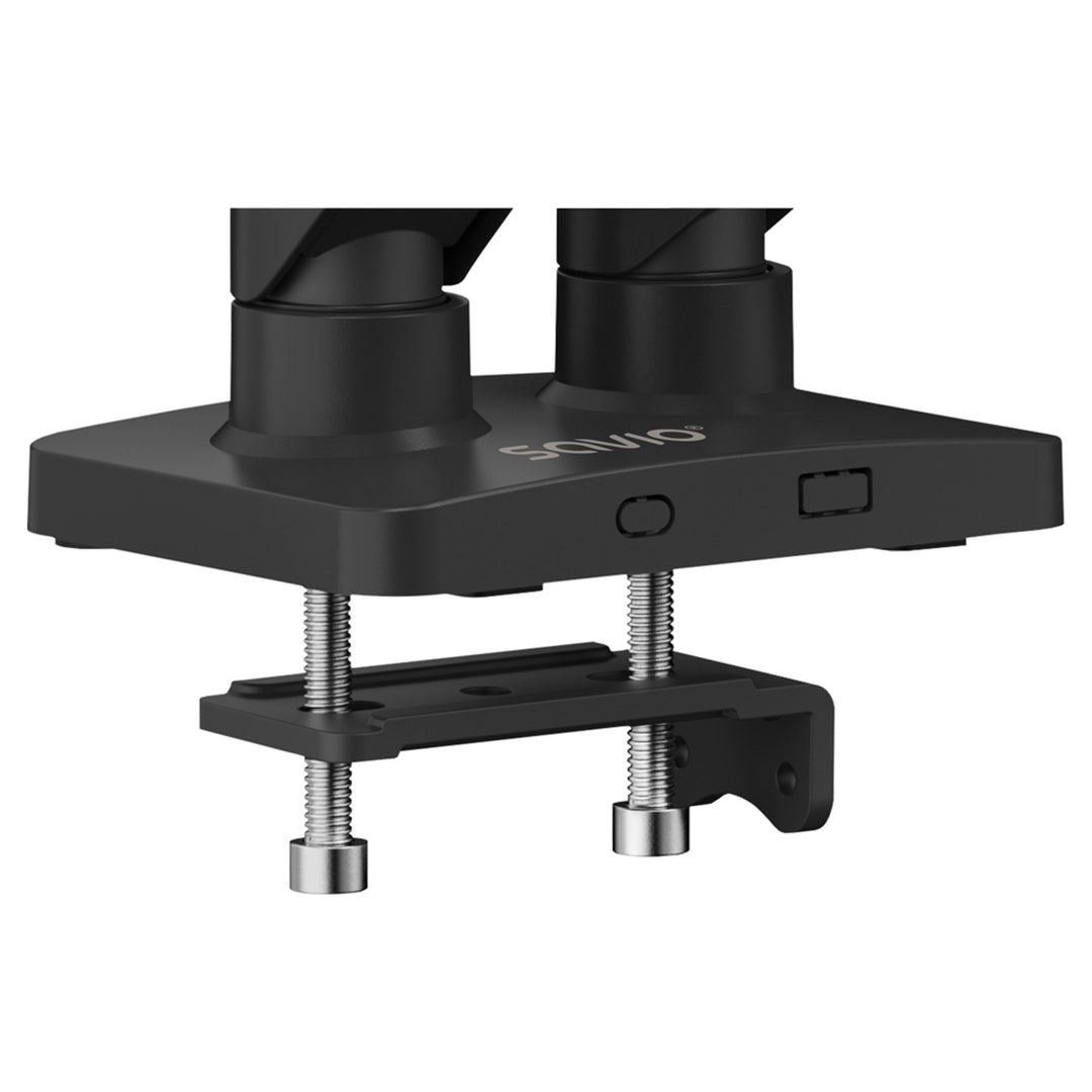 Savio Doppelmonitor-Tischhalterung, 17-32'', 9kg Belastung pro Monitor, VESA, Federmechanismus, schwarz, SAVUM-04