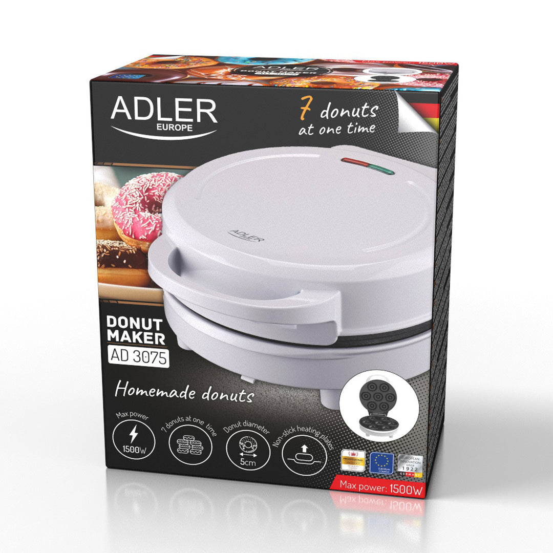 Krapfenmaschine Adler, für 7 Krapfen, Antihaftbeschichtung, weiß, 1500W, AD 3075