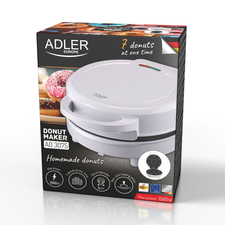 Krapfenmaschine Adler, für 7 Krapfen, Antihaftbeschichtung, weiß, 1500W, AD 3075