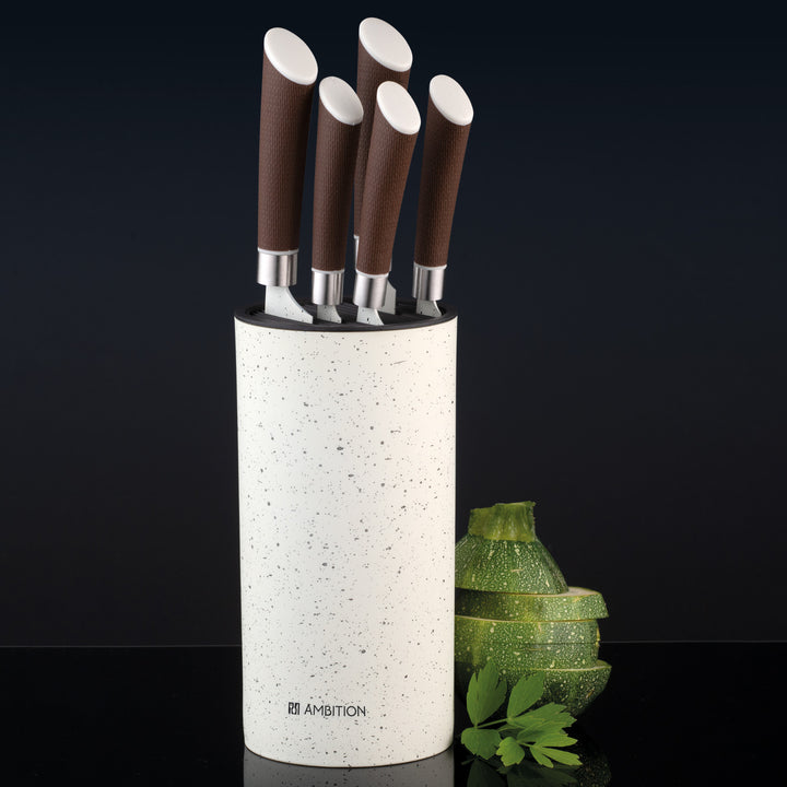Natur 6-teiliges Blockmesserset AMBITION, Antihaftbeschichtung