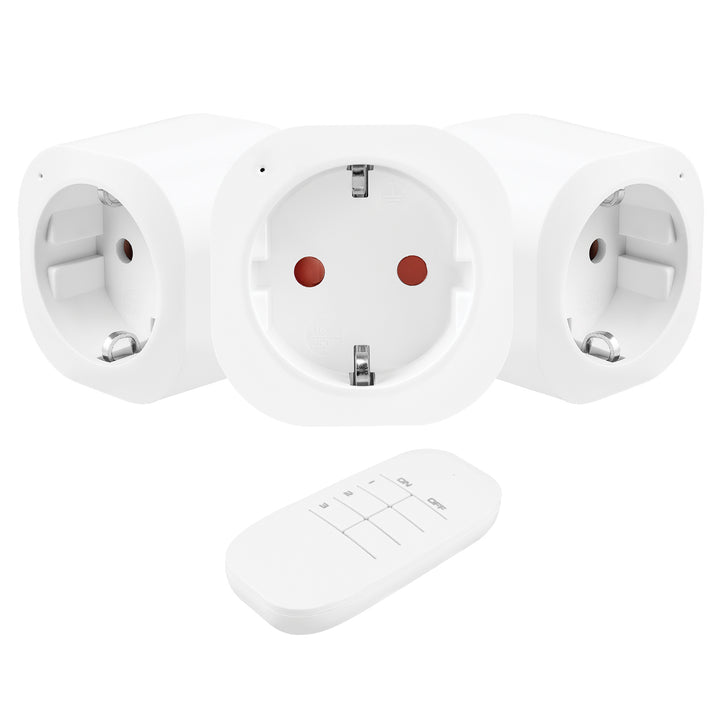 GreenBlue Fernbedienbare Steckdosen, 3 Stück, programmierbar, Reichweite bis zu 30 m, 220–240 V AC, 50/60 Hz, 16 A, 433 MHz, GB313 F