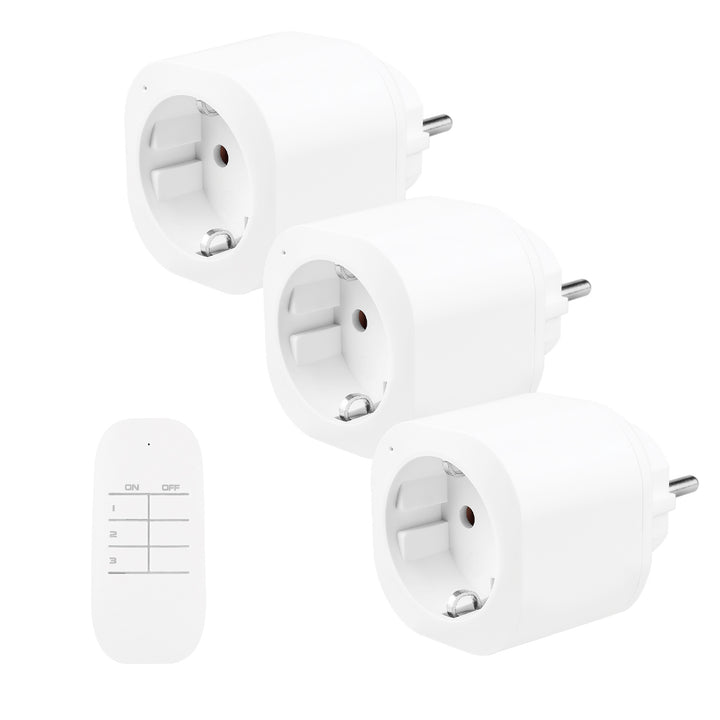 GreenBlue Fernbedienbare Steckdosen, 3 Stück, programmierbar, Reichweite bis zu 30 m, 220–240 V AC, 50/60 Hz, 16 A, 433 MHz, GB313 F