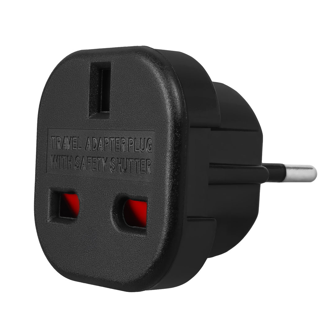 Maclean UK-Steckdose auf EU-Stecker-Adapter, schwarz, MCE72, 2 Stück