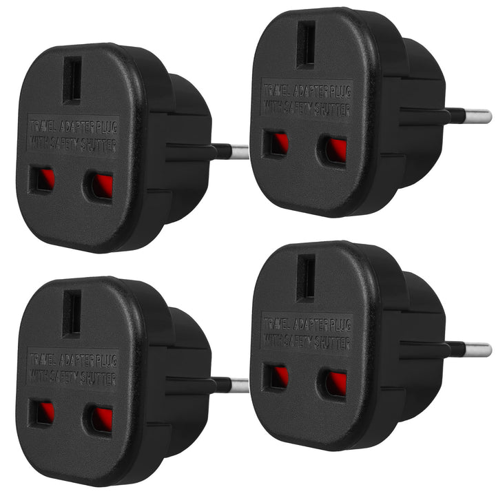 Maclean UK-Steckdose auf EU-Stecker-Adapter, schwarz, MCE72, 4 Stück