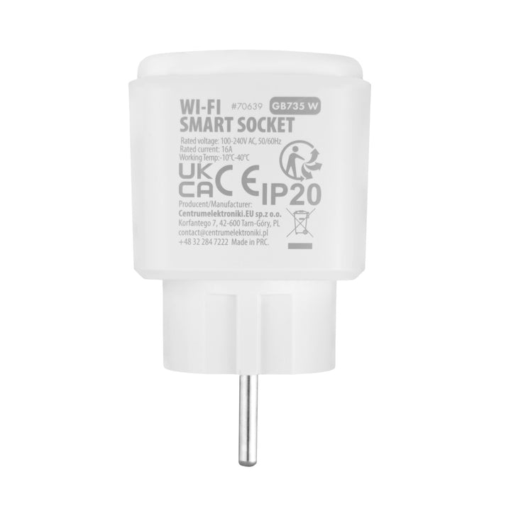 Ferngesteuerte GreenBlue-WLAN-Steckdose, Android/iOS/Alexa/Google Home, Timer, Leistungsmesser, max. 16 A/3840 W, GB735 W