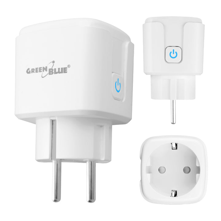 Ferngesteuerte GreenBlue-WLAN-Steckdose, Android/iOS/Alexa/Google Home, Timer, Leistungsmesser, max. 16 A/3840 W, GB735 W
