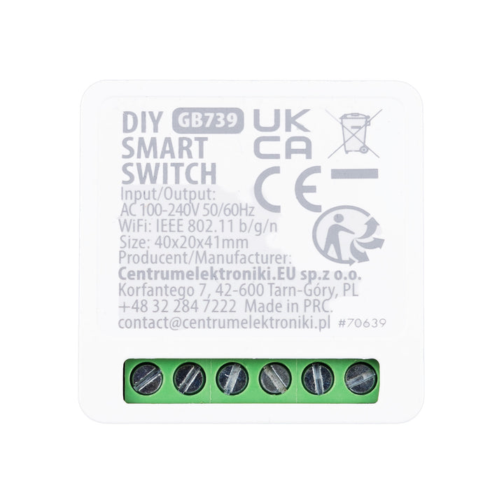 GreenBlue Unterputz-WLAN-Relais, Android/iOS/Alexa/Google Home, 100–240 V AC, 50/60 Hz, max. 16 A, für LED 150 W, GB739