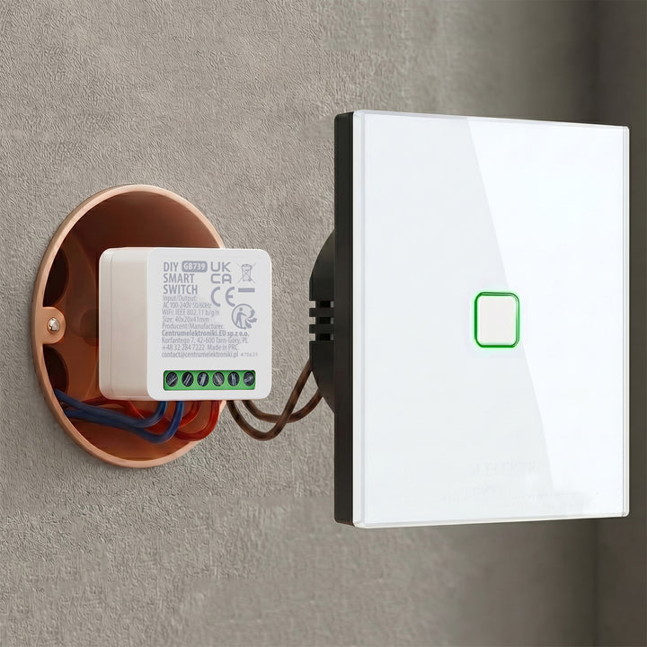 GreenBlue Unterputz-WLAN-Relais, Android/iOS/Alexa/Google Home, 100–240 V AC, 50/60 Hz, max. 16 A, für LED 150 W, GB739