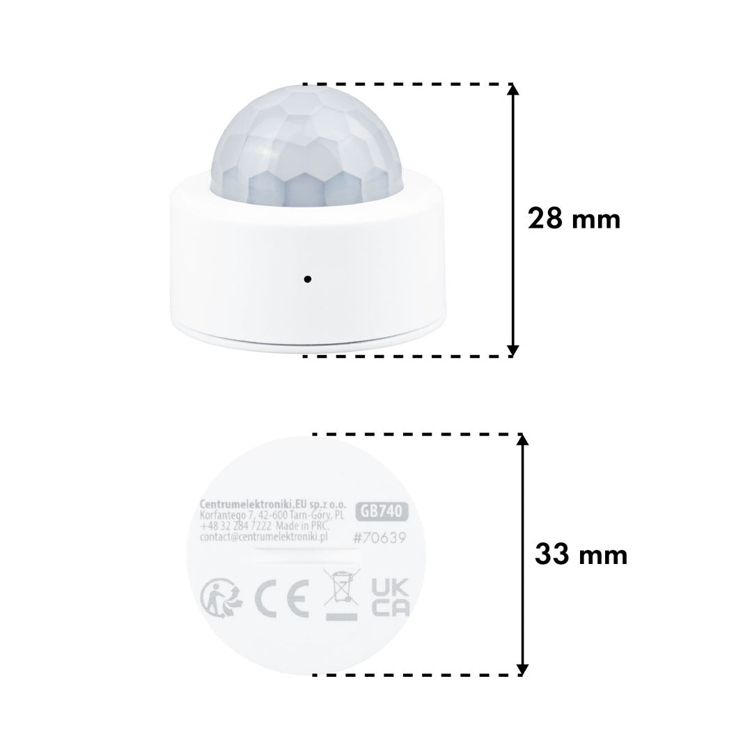 Drahtloser Zigbee-Bewegungssensor Tuya GreenBlue, Android/iOS, CR2450 DC 3,0 V, Erfassungswinkel 120° / bis zu 8 m, GB740